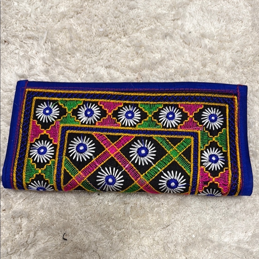 Embroidered Clutch with Floral Design - Picture 2 of 3